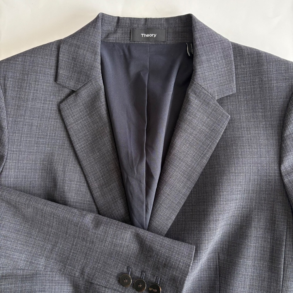 Theory Women's 8 Wool Blend Blazer Business‎ 2 Button Charcoal NEEDS REPAIR
